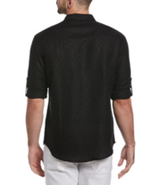 Cubavera Mens Tonal Shirt Brilliant Jet Black Large