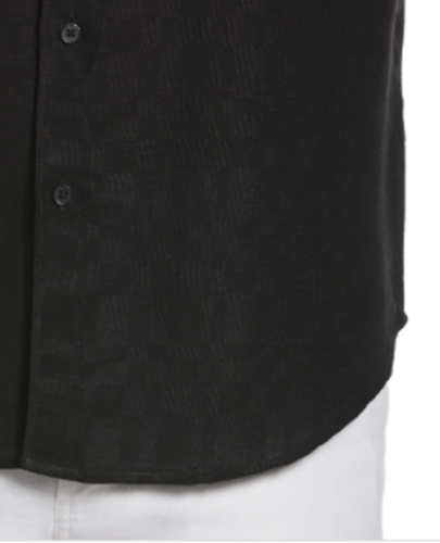Cubavera Mens Tonal Shirt Brilliant Jet Black Large