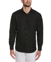 Cubavera Mens Tonal Shirt Brilliant Jet Black Large