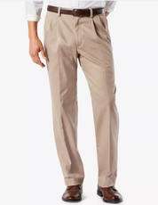 Dockers Big & Tall Easy Classic Pleated Khaki Stretch Pants Dark Beige 38 x 36