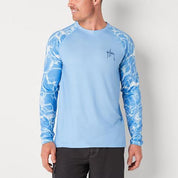 Guy Harvey Mens Crew Neck Long Sleeve Classic Fit Graphic T-Shirt Blue Small