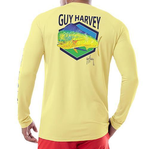 Guy Harvey Mens Crew Neck Long Sleeve Classic Fit Graphic T-Shirt Sunshine XL