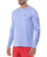 Guy Harvey Men's Long-Sleeve Crew Neck Graphic T-Shirt Powder Blue Small