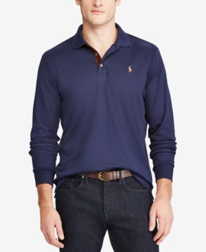 Polo Ralph Lauren Mens Classic fit Long Sleeve Polo Shirt Large Navy Blue Solid