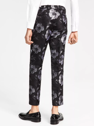 I.N.C. International Concepts Mens Slim-Fit Floral Jacquard Deep Black 38 x 32