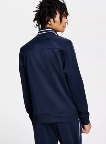 INC International Concepts Men's Neoprene Track Jogger Jacket Small Navy Blue