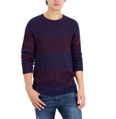 I.N.C. International Concepts Mens Plaited Crewneck Sweater Basic Navy XS