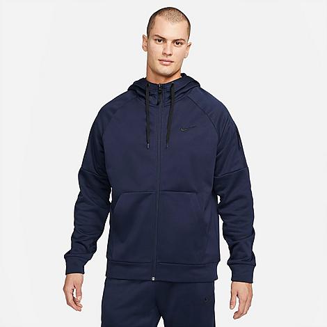 Nike Mens Therma-FIT Full-Zip Logo Obsidian Blue Hoodie Sweatshirt XXL 2XL Navy
