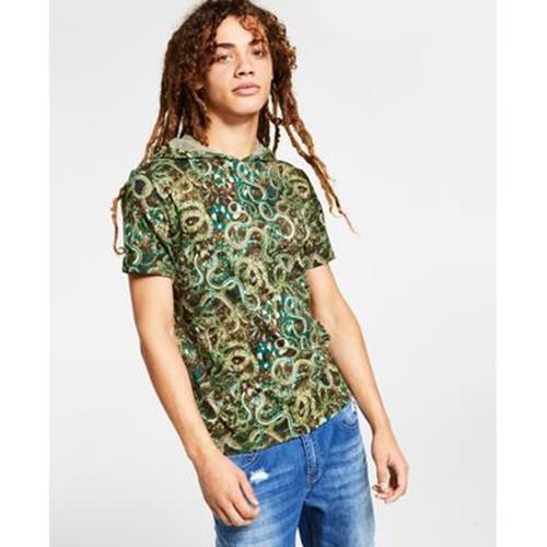 International Concepts Mens Snake Graphic Hooded T Shirt Green Tea XS