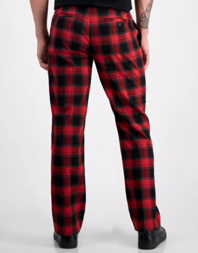 INC International Concepts Mens Alain Slim-Fit Plaid Suit Pants Ruby 30 x 32
