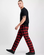 INC International Concepts Mens Alain Slim-Fit Plaid Suit Pants Ruby 30 x 32