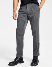 International Concepts Mens Classic Fit Herringbone Pleated Dress Pants Black XL