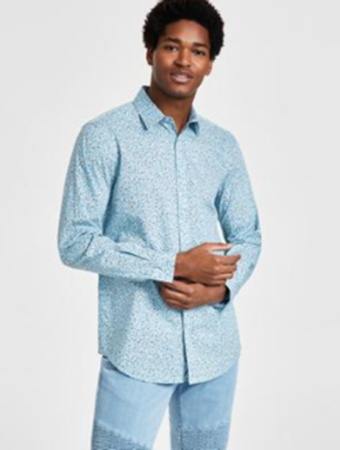 INC International Concepts Mens Danny Classic Fit Long Sleeve Shirt Blue XS