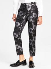 I.N.C. Mens Elm Slim-Fit Floral Jacquard Deep Black 38 x 32