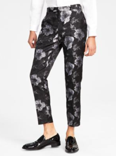 I.N.C. Mens Elm Slim-Fit Floral Jacquard Deep Black 38 x 32