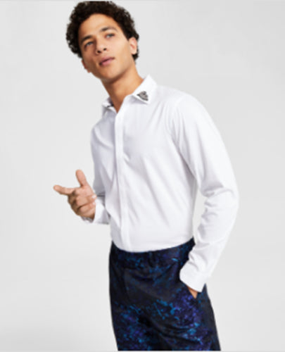 I.N.C. International Concepts Mens Button Dress Shirt Bright White XS