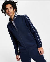 I.N.C. International Concepts Mens Neoprene Track Jogger Jacket Basic Navy XL