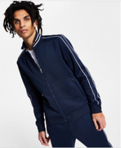 I.N.C. International Concepts Mens Neoprene Track Jogger Jacket Basic Navy XL