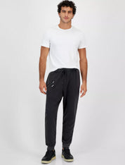 International Concepts Men's Regular Fit Acid Washed Moto Joggers Deep Black 2XL