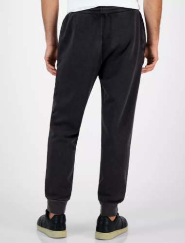 I.N.C.  Men's Regular-Fit Acid-Washed Moto Joggers Deep Black Large