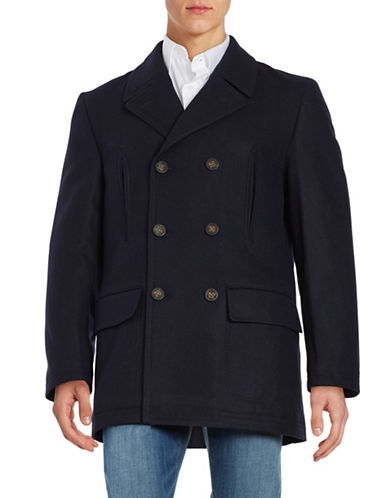 Lauren Ralph Lauren Mens Classic fit Double Breasted Peacoat Coat 40 R Blue