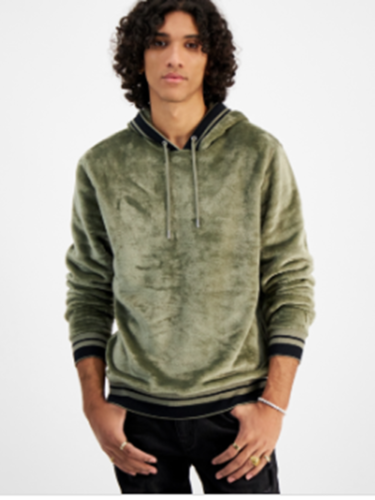 INC International Concepts Mens Velour Hoodie Sweatshirt XS Light Green