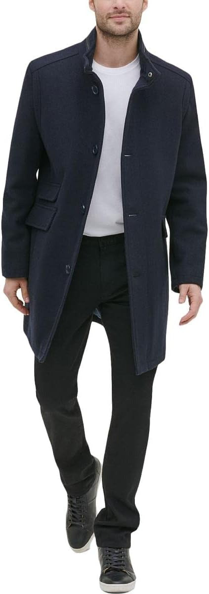 Kenneth Cole Mens Sim Fit Walker Coat 2XL Black Solid