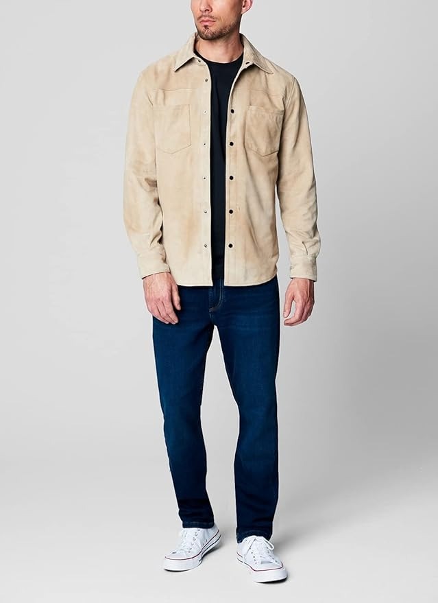 Blanknyc Mens Suede Leather Shirt Jacket Shacket Medium Beige Tan