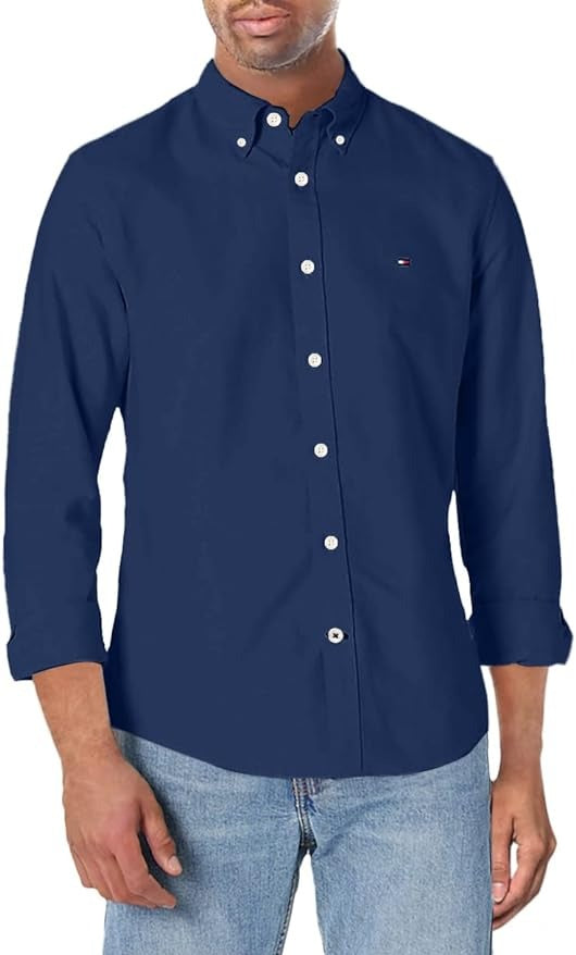 Tommy Hilfiger Men's Custom Fit Dark Blue Button Down Shirt XXL 2XL