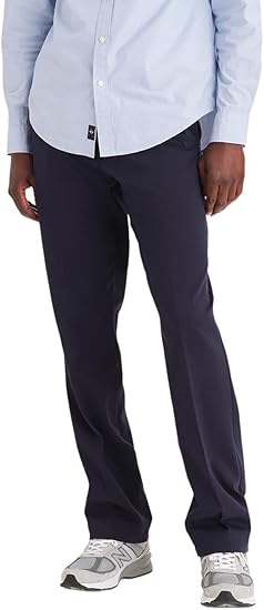 Docker's Mens Classic fit Casual Pants 33 / 30 Navy Blue Solid