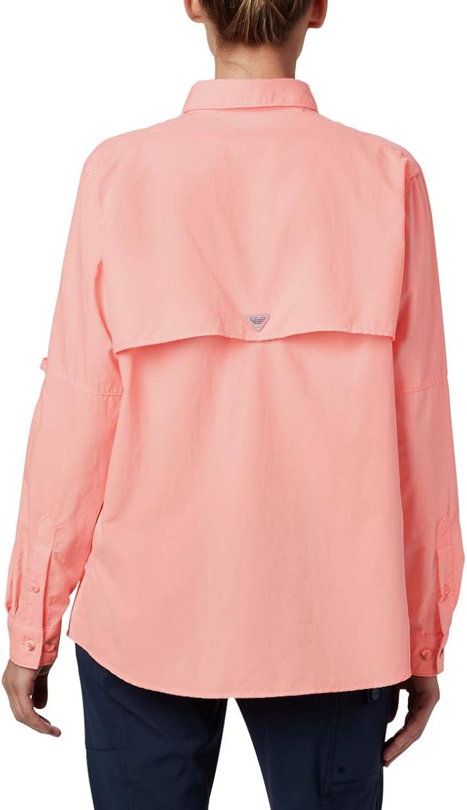 Columbia Womens  fit Long Sleeve Button-Up Shirt 2X Pink Solid