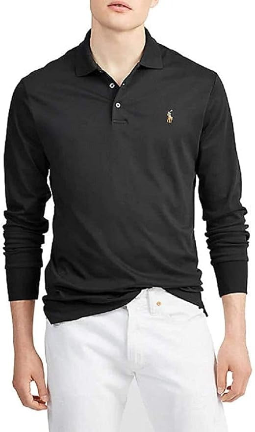 Polo Ralph Lauren Mens Big Tall Long Sleeve Polo Shirt Black 2XB