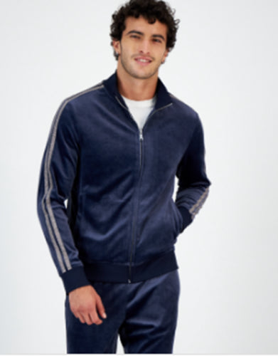 INC International Concepts Mens Regular-Fit Taped Full-Zip Track Jacket Navy XS