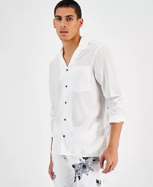 INC International Concepts Mens Relaxed Fit White Camp Button Down Shirt 2XL