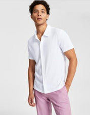 INC International Concepts Mens Rib Knit Button-Up Shirt White 2XL