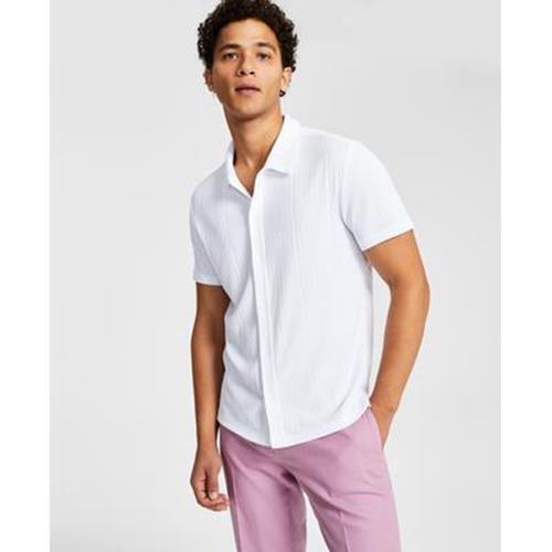 INC International Concepts Mens Rib Knit Button Up Shirt Bright White XS