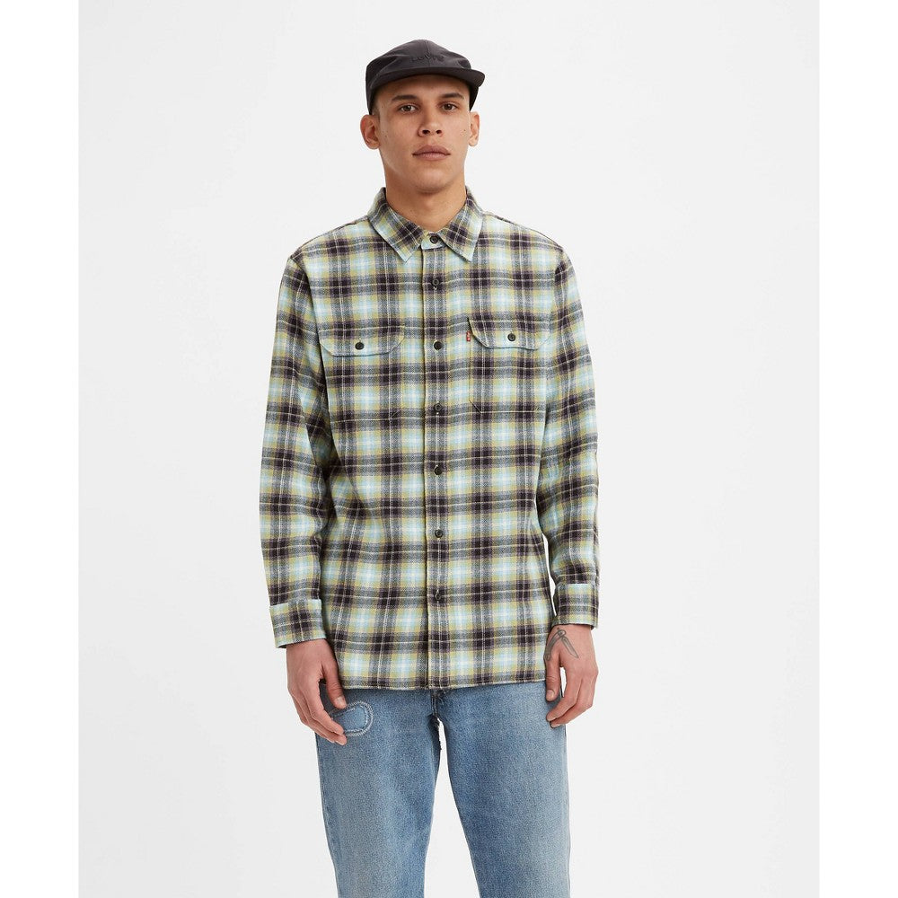 Levi's Mens Regular fit Button-Up Sweater Medium Olive Green Plaid