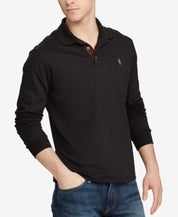Polo Ralph Lauren Mens Classic Fit Soft Cotton Long Sleeve Polo Shirt Black XL