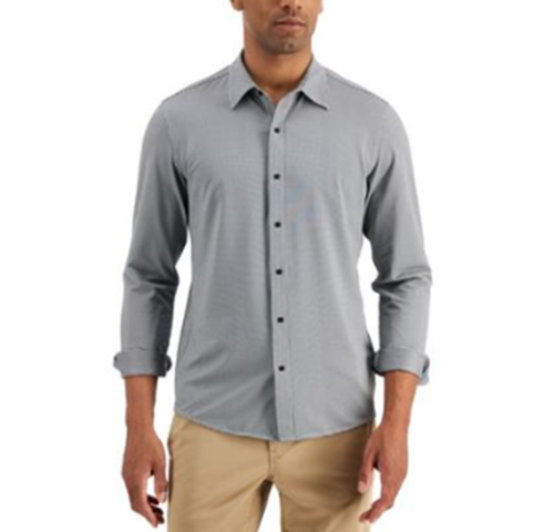 Michael Kors Men's Performance Knit Gingham Shirt Black Medium
