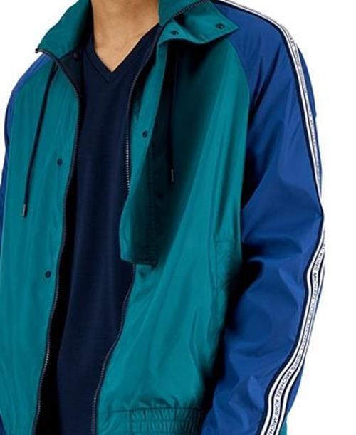Michael Kors Men's Regular-Fit Colorblocked Logo Track Jacket Large River Blue