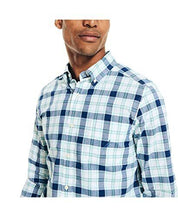 Nautica Men's Classic Fit Plaid Button Down Shirt Blue Bright White Small