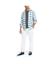 Nautica Men's Classic-Fit Plaid Button-Down Shirt Bright White Medium