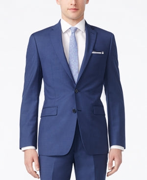 Calvin Klein Mens Slim fit Suit Jacket Blazer 36 S Blue Solid Stretch