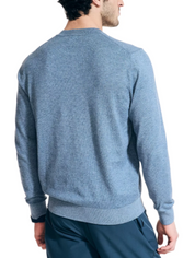 Nautica Men's Lightweight Jersey V-Neck Sweater Deep Anchor Heather Large