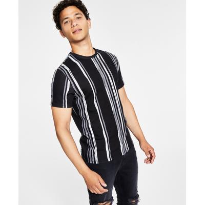 INC International Concepts Mens Striped Short Sleeve T-Shirt Deep Black XS