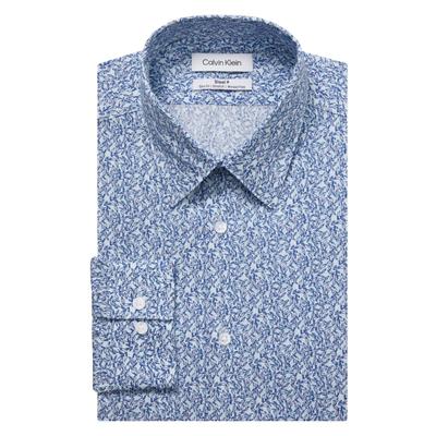 Calvin Klein Men's Steel Plus Slim Fit Button Down Dress Shirt Blue 17 34 35