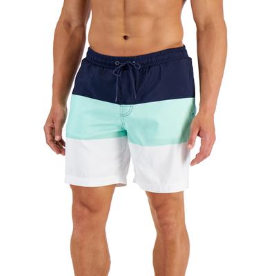 Club Room Men's Colorblocked 7 Swim Trunks Navy Blue Large