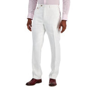 Tayion Mens Classic fit Dress Pants 42 / 30 White Herringbone Stretch
