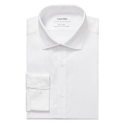 Calvin Klein Men's Steel Slim Fit Stretch Wrinkle Free Dress Shirt White  15.5 34-35