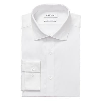Calvin Klein Mens Steel Slim Fit Stretch Wrinkle Free Dress Shirt White 18 34 35